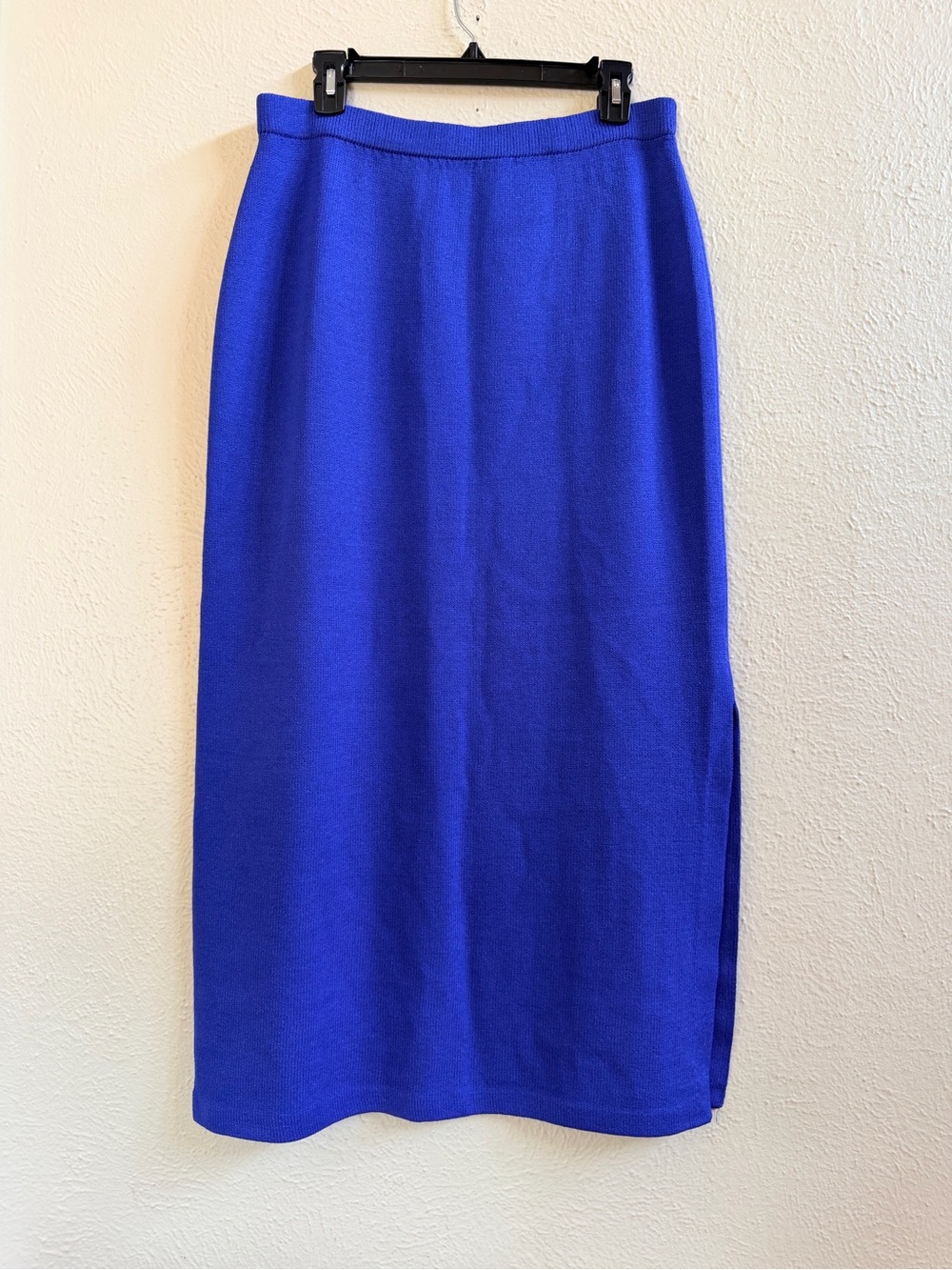 St John Evening bright blue knit midi skirt